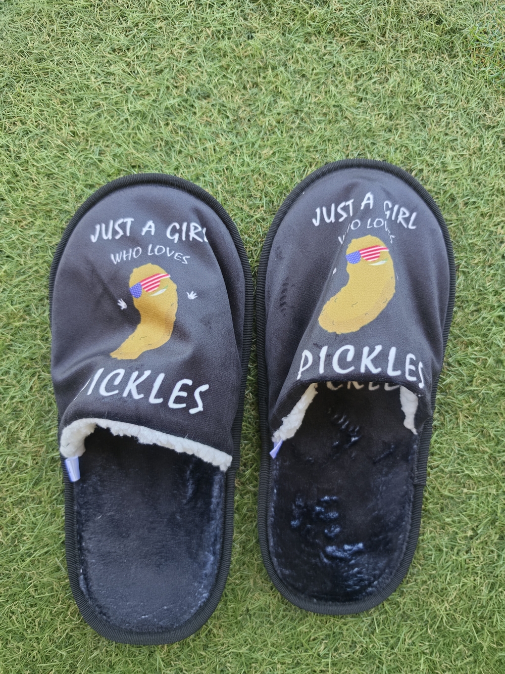 Black 'Pickles' Graphic Women's Slide Slippers - Picture 2 of 5